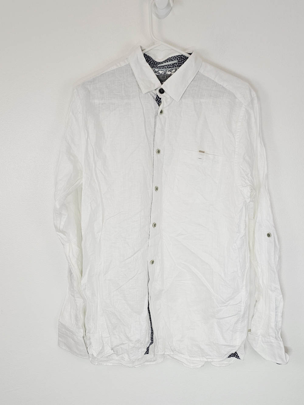 Ted Baker White Linen Blend Men's Button-Up Shirt